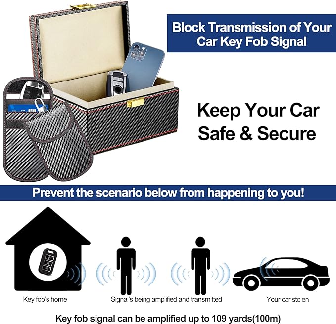 Faraday Box & 2 Faraday Pouches for Car Keys