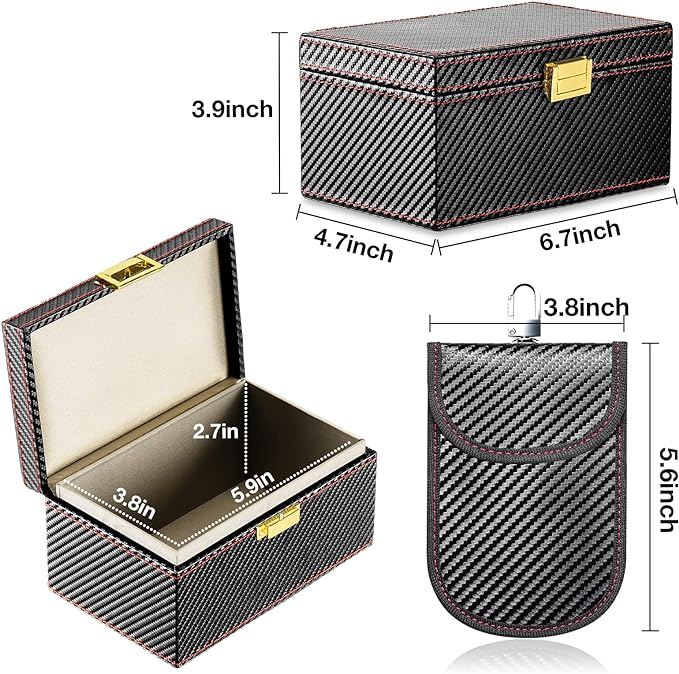 Faraday Box & 2 Faraday Pouches for Car Keys