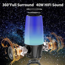 FDY Bluetooth Speaker, 9 Color LED Lighting Themes Speaker, IPX6 Waterproof Portable Wireless Speaker, Bluetooth 5.3, Wireless Two Pairing, 360° Stereo Sound Effect for Family Gatherings (Colorful)