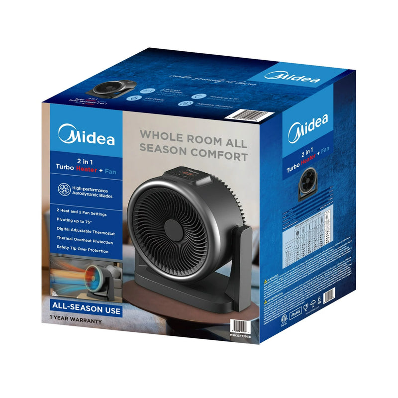 MIDEA Digital Turbo 2-in-1 Space Heater + Fan - Blemished package with full warranty  - MSH23FT3DSB