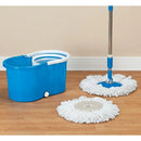 Balai à franges Easy Life Easy Mop 360°C avec seau rotatif à sec et 2 têtes de balai - Bleu