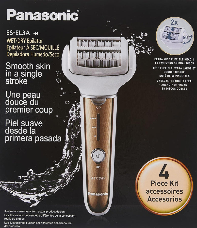 Panasonic Cordless Wet/dry Epilator for Women , 400 grams Refurbished with Home Essentials warranty -ESEL3A
