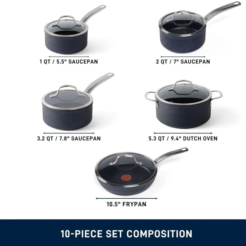 T-FAL B934SA74 Stone Shield 10pc Cookware Set - Blemished package with full warranty