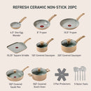 T-FAL C487SK64 Ceramic Refresh 20PC Cookware Set