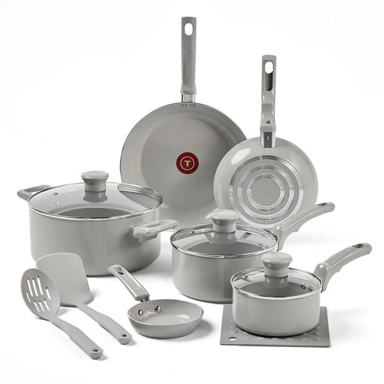 T-FAL C48SC84 Refresh Ceramic Non Stick 12 Piece Cookware Set