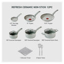T-FAL C48SC84 Refresh Ceramic Non Stick 12 Piece Cookware Set