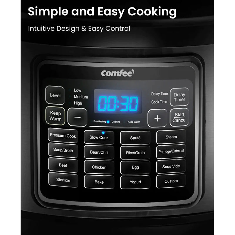 COMFEE  8 Qt Electric Pressure Cooker - Blemished package with full warranty-CPC80D7ASB