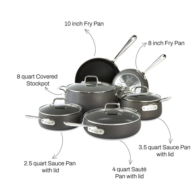 ALL CLAD E113SC64 HA1 Hard Anodized Nonstick Cookware 10PC Set