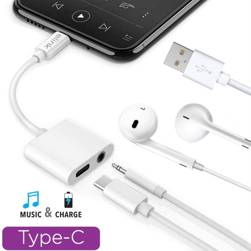 ELINK EK1138 Type-C to 3.5mm Headphone Jack Adapter With Charging Port