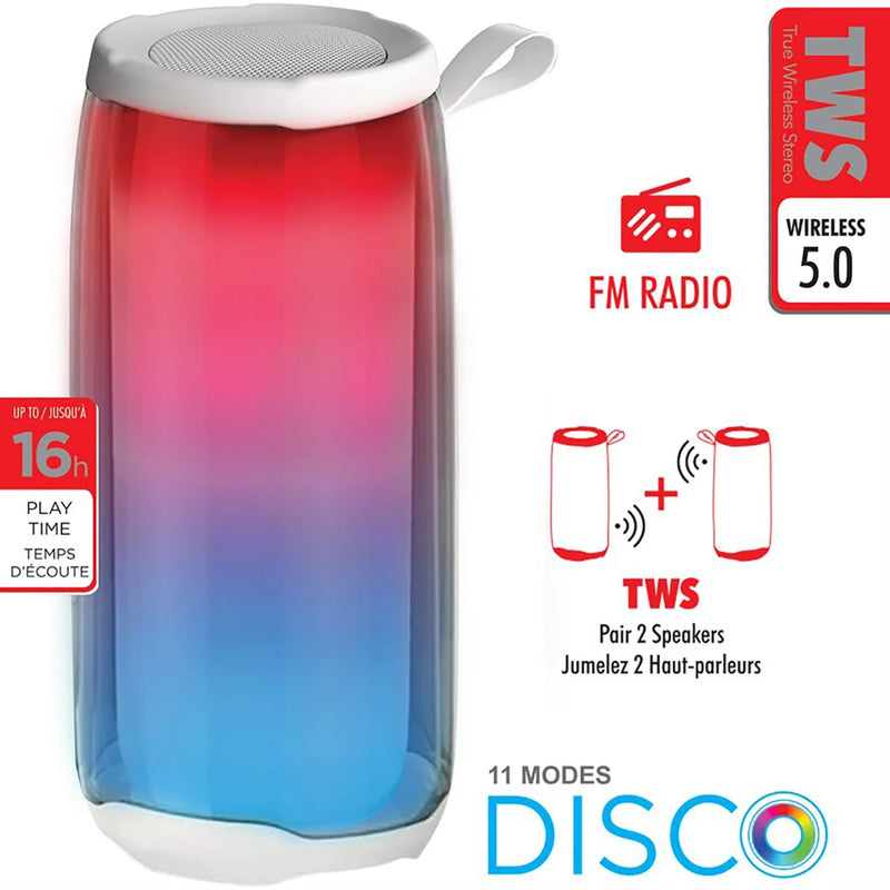 ESCAPE - Enceinte portable sans fil avec microphone, radio FM et éclairage disco-SPBT3835 