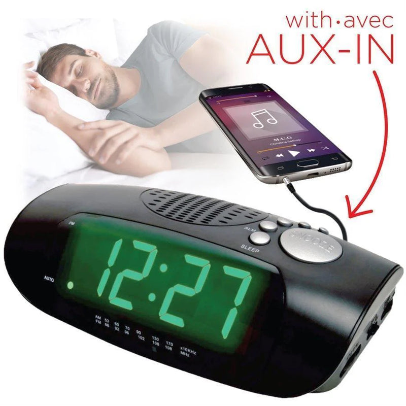 ESCAPE Jumbo Display AM/FM Digital Alarm Clock with AUX Black-RA930