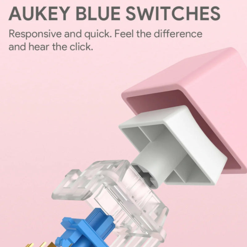Teclado mecánico para juegos AUKEY - Rosa - KM-G15 