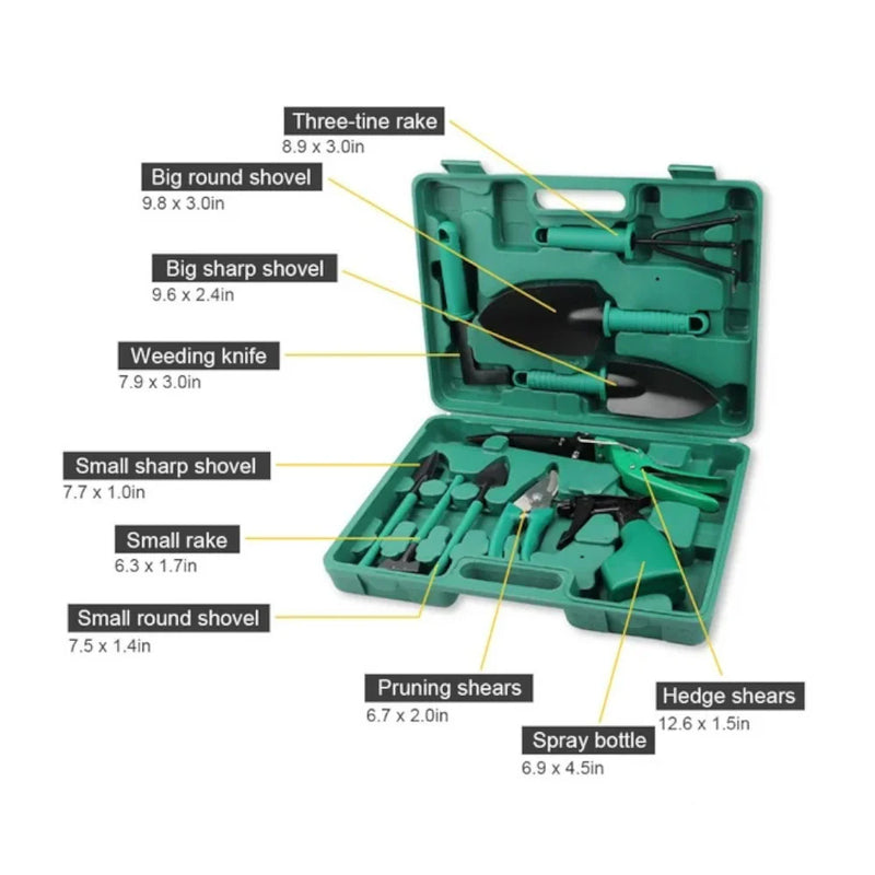 Kit d'outils de jardin Zootealy Garden Set 10 pièces en acier inoxydable