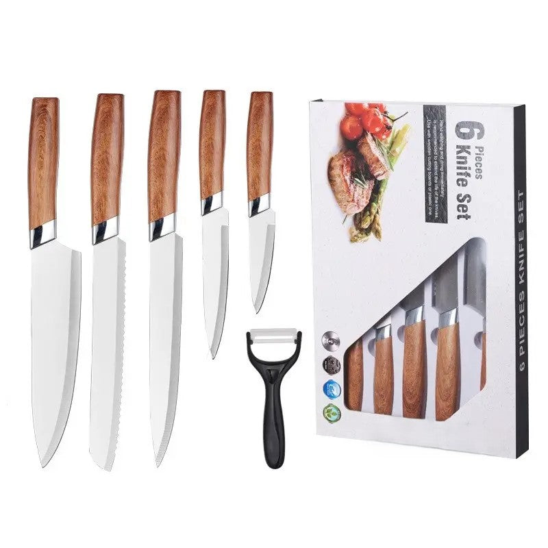 HENVO Corrugated Kitchen Knife Set 6 Pcs