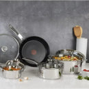 Batterie de cuisine antiadhésive en acier inoxydable T-fal Unlimited Platinum 10 pièces - H868SA54 