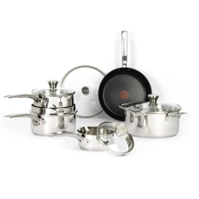 Juego de utensilios de cocina antiadherentes de acero inoxidable T-fal Unlimited Platinum de 10 piezas - H868SA54 