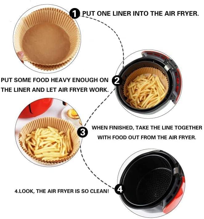 Round Non-Stick Air Fryer Disposable Liners 16cm, 50pcs