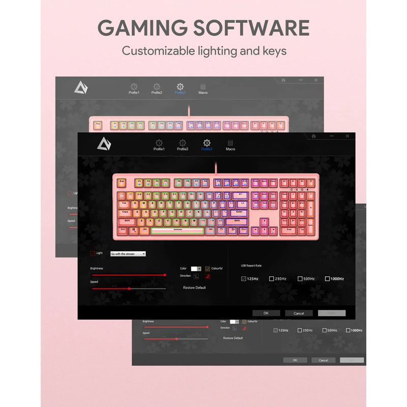 AUKEY Mechanical Gaming Keyboard - Pink- KM-G15