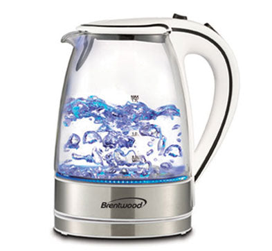 Brentwood KT-1900W 1.7L Cordless Glass Electric Kettle, White