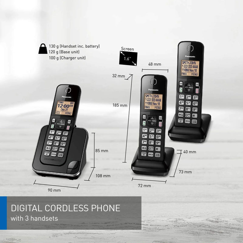 PANASONIC 3 Handset Telephone - Refurbished with Home Essentials warranty - KX-TGC383C