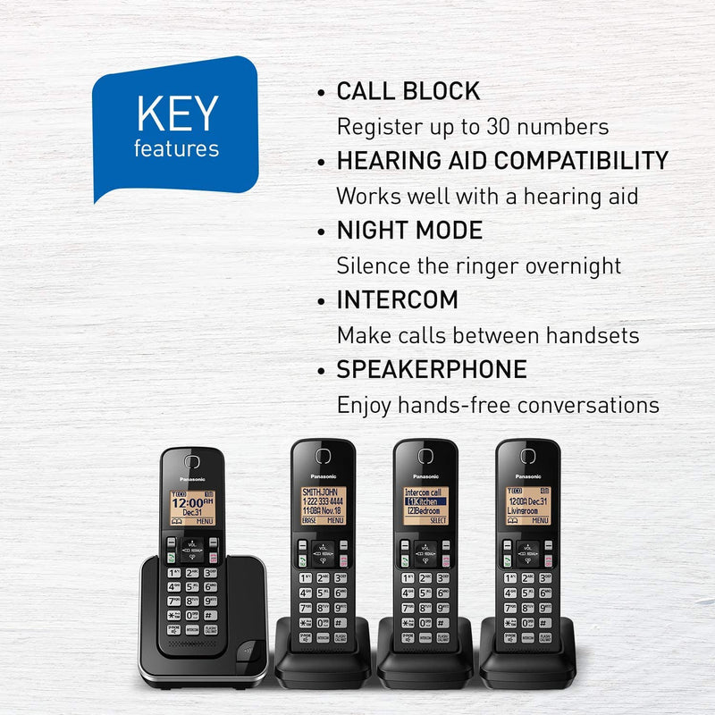 PANASONIC 4-Handset Phone - Refurbished with Home Essentials warranty - KXTGC384
