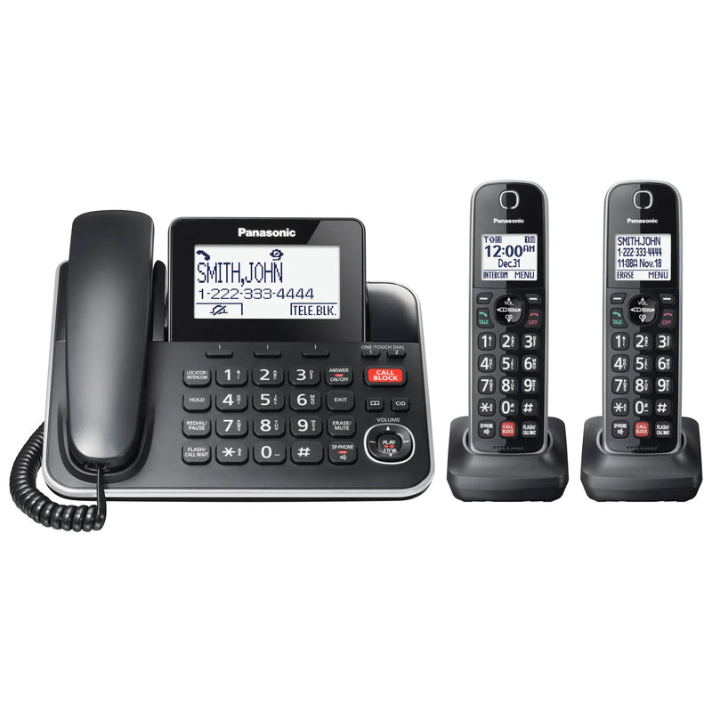 PANASONIC 2-Handset DECT 6.0 Corded/Cordless Phone with Answering Machine - KXTGF872C