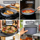 T-FAL L824SB64 Ingenio Essential Non-Stick Cookware 11PC Set - Granite