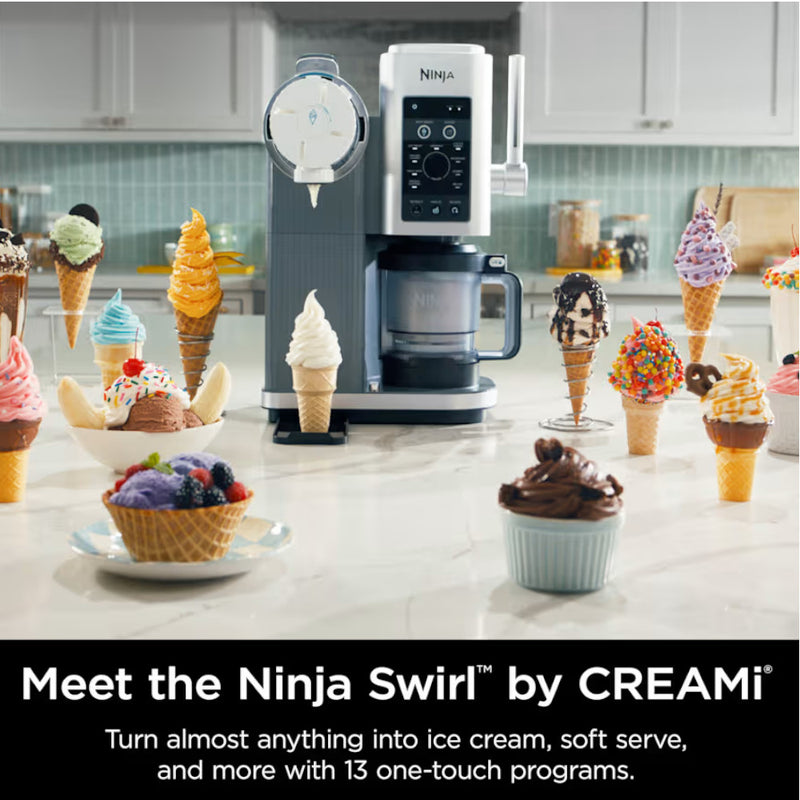 NINJA NC701C Swirl by CREAMi Soft Serve & Ice Cream Machine - Factory serviced with Home Essentials warranty