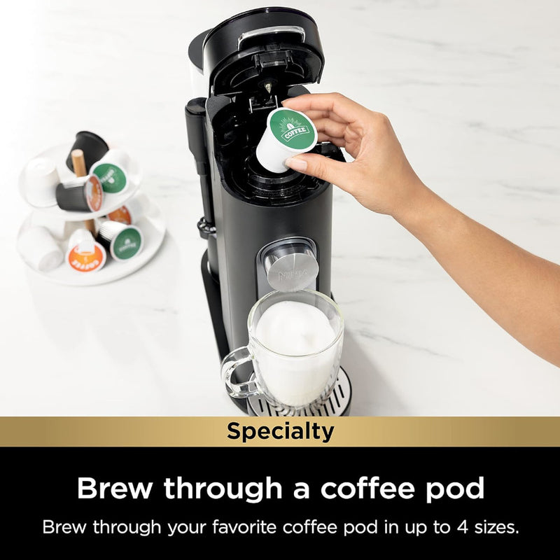 NINJA PB051CCO Pod & Grounds Specialty Single-Serve Coffee Maker - Factory serviced with Home Essentials warranty