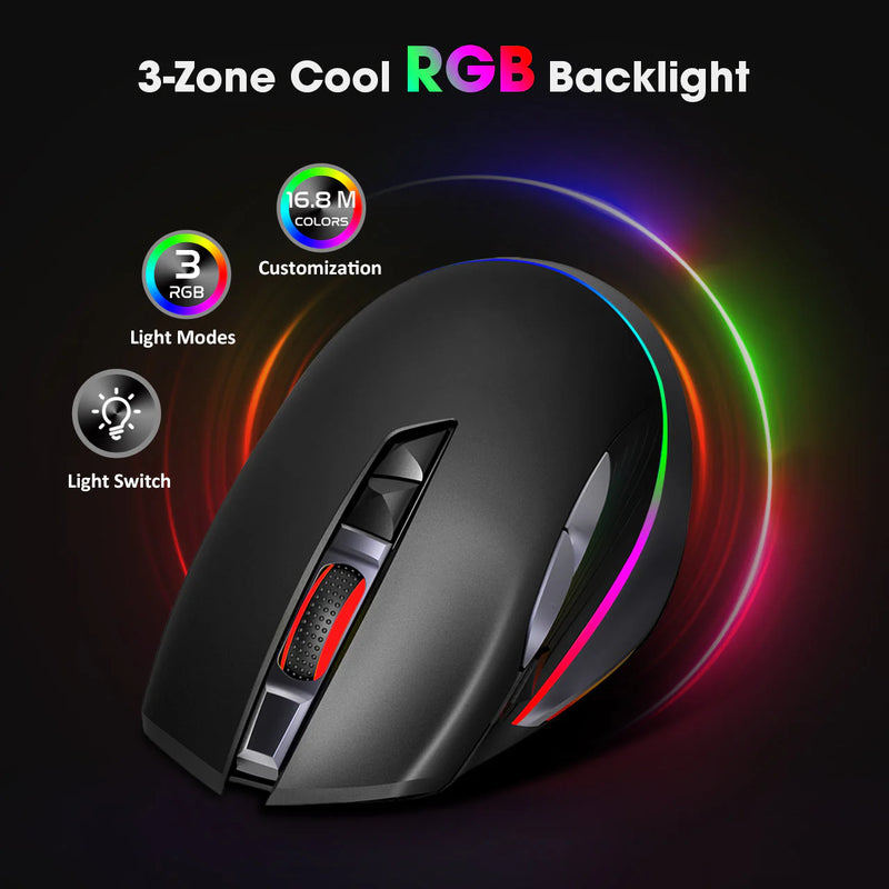 PICTEK  Rechargeable RGB Gaming Mouse Wireless Wired-PC255A