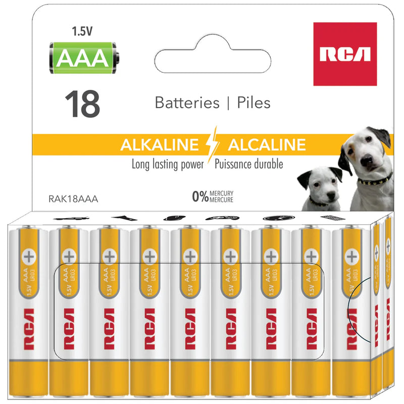 RCA 18 Pack AAA Alkaline Batteries Mercury Free - RAK18AAA