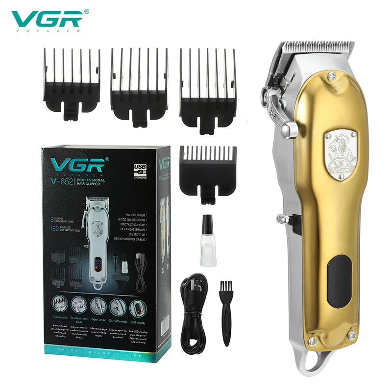 VGR Professional Metal Gold Hair Clipper - V-652