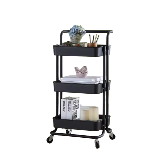 HOME AESTHETICS Metal Cart With Tires,3 Layers-HA-4407