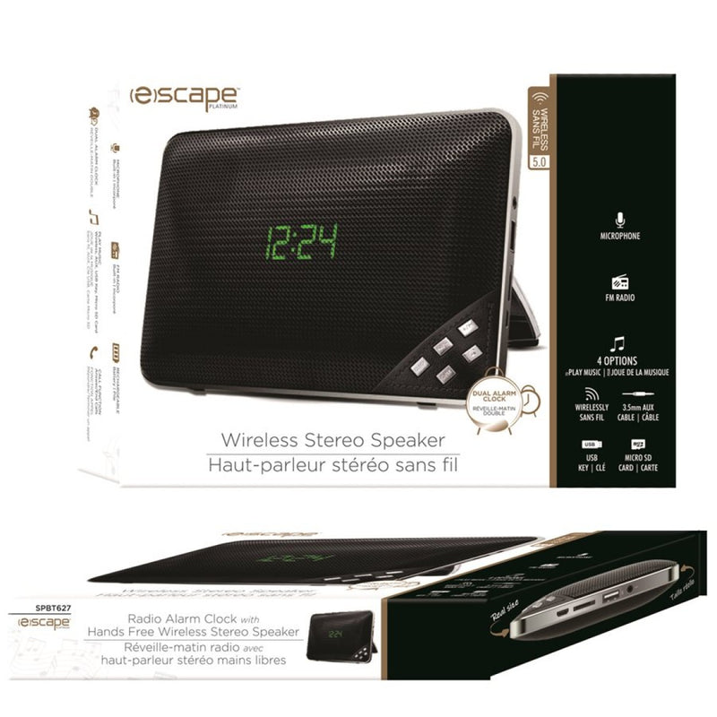 ESCAPE Enceinte Bluetooth plate avec réveil et radio-SPBT627