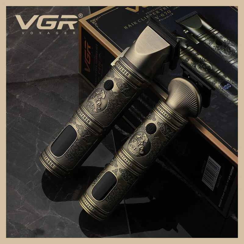 VGR Professional Metal Hair Clipper and Trimmer Set - V-670