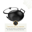 MAHARAJA T211K01 Cast Iron Karahi 26cm with Glass lid