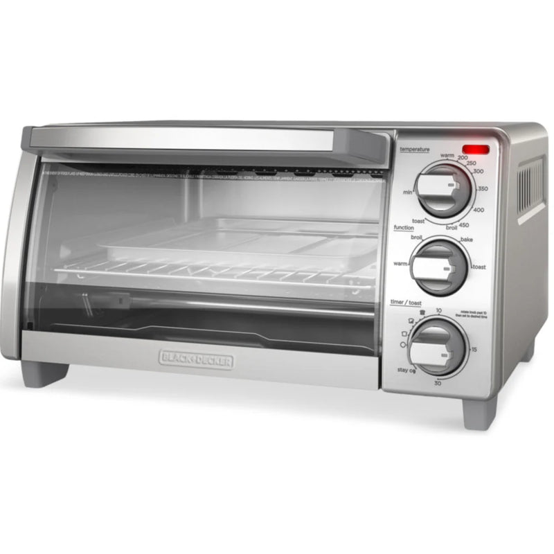 BLACK+DECKER 4-Slice Toaster Oven with Natural Convection - Factory Certified with Full Warranty - TO1745SSD