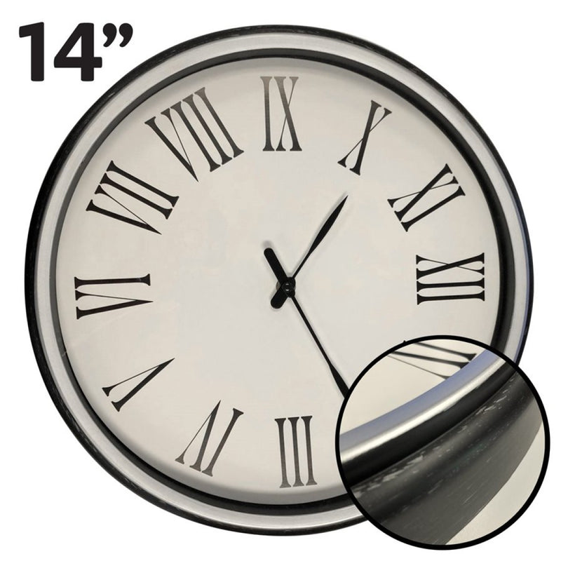 Hauz Round 14" wall clock white background and black details with vintage style-WC5143