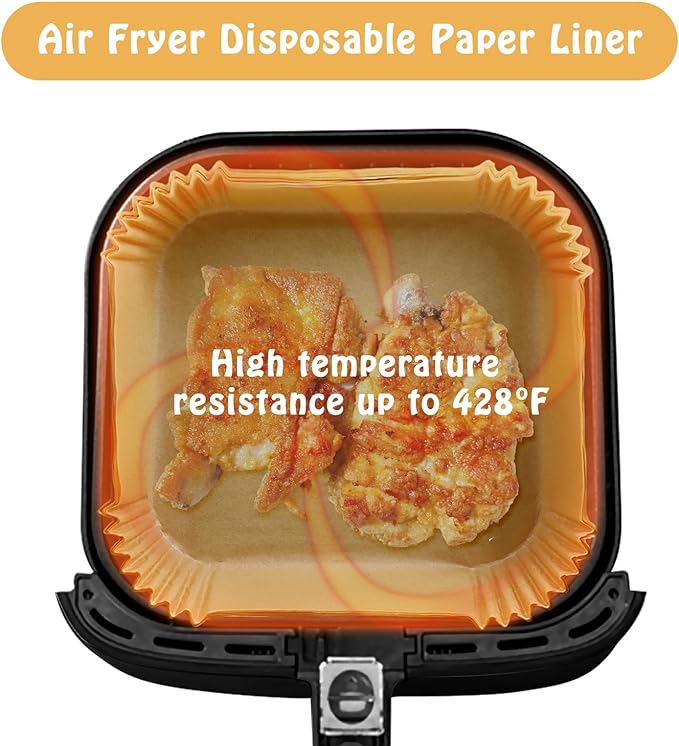 Square Non-Stick Air Fryer Disposable Liners 16cm, 50pcs