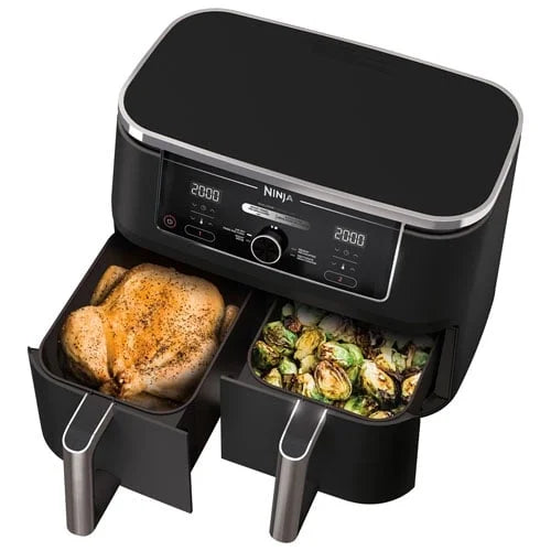 NINJA Foodi 4-in-1 Dual Zone Air Fryer - 9.46kg/10Qt, Black,Factory serviced with Home Essentials warranty -DZ300C