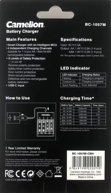 Cargador de batería Ni-MH CAMELION - BC-1057M