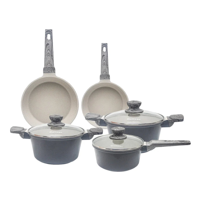 MOMCOC Granite Pots and Pans Set Nonstick 8 Pcs Induction Cookware Set-TG0852