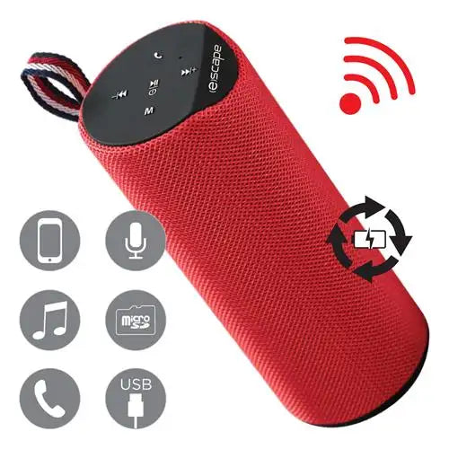 Enceinte sans fil en tissu ESCAPE avec radio FM, rouge - SPBT707