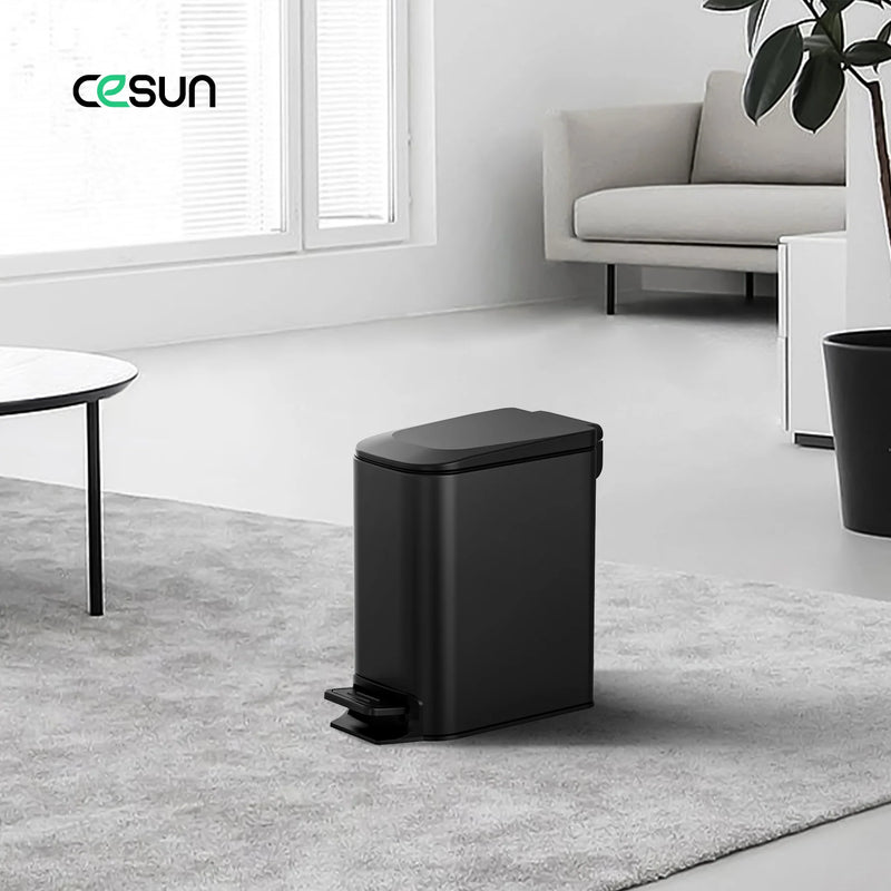 CESUN Slim Step Trash Can 6L - Black