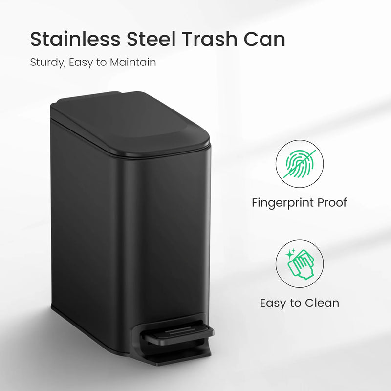 CESUN Slim Step Trash Can 6L - Black