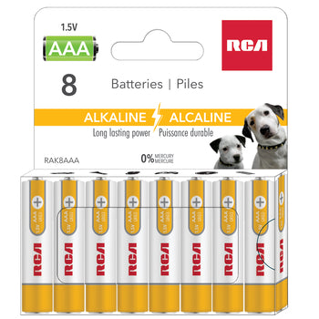 RCA 8 Pack AAA Alkaline Batteries Mercury Free - RAK8AAA