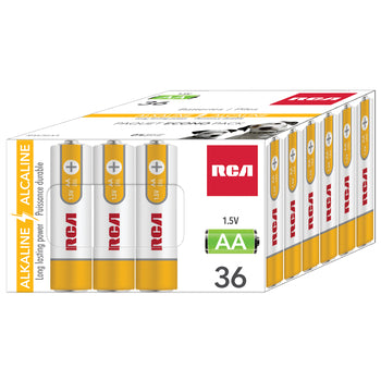 RCA 36 Pack AA Alkaline Batteries Mercury Free - RAK36AA