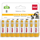 RCA 8 Pack AA Alkaline Batteries Mercury Free - RAK8AA