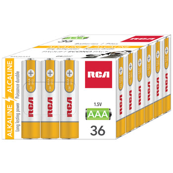 RCA 36 Pack AAA Alkaline Batteries Mercury Free - RAK36AAA