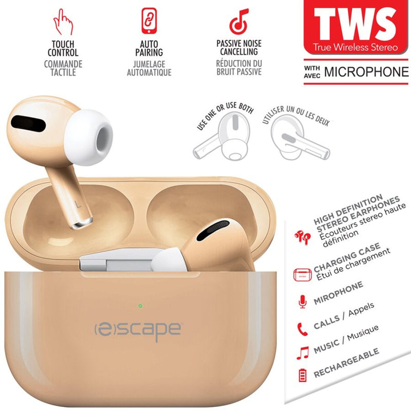 Écouteurs stéréo sans fil ESCAPE TWS avec station de charge et microphone-BTMA415 